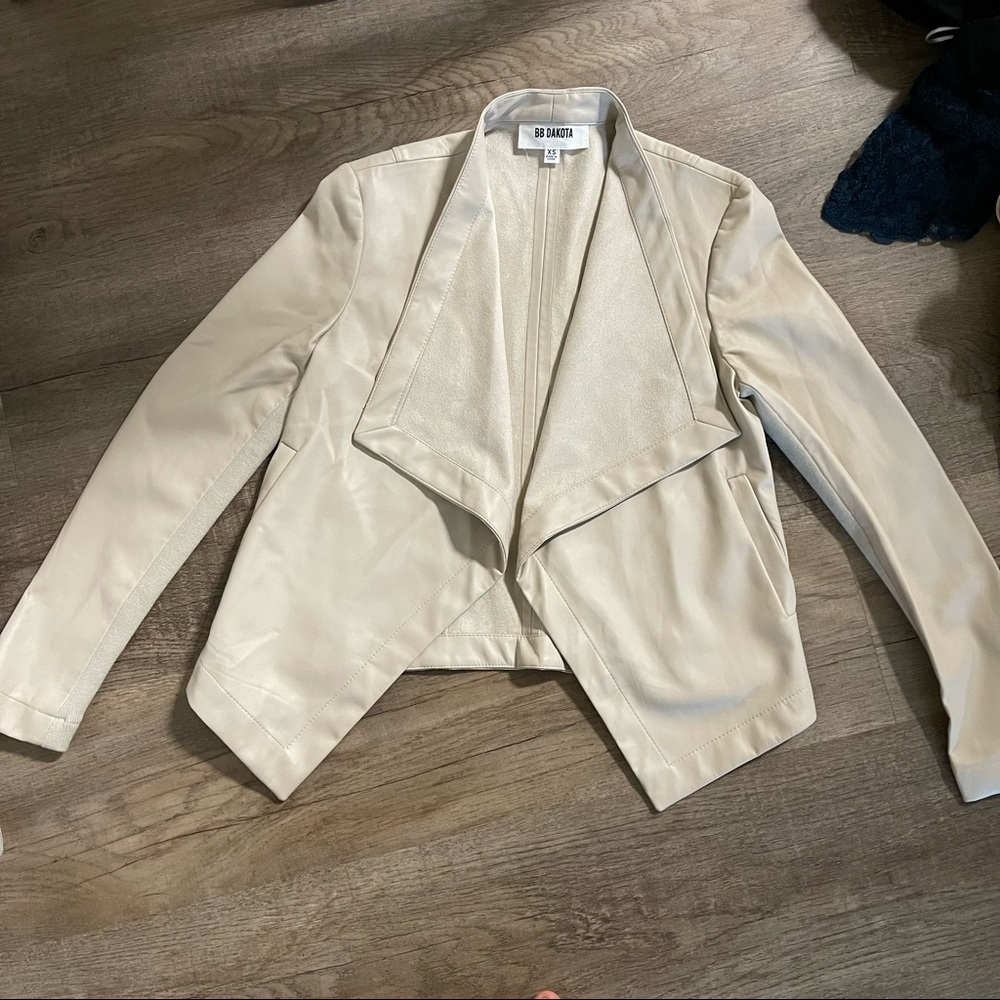 BB Dakota Light Beige Cream Vegan Leather Jacket